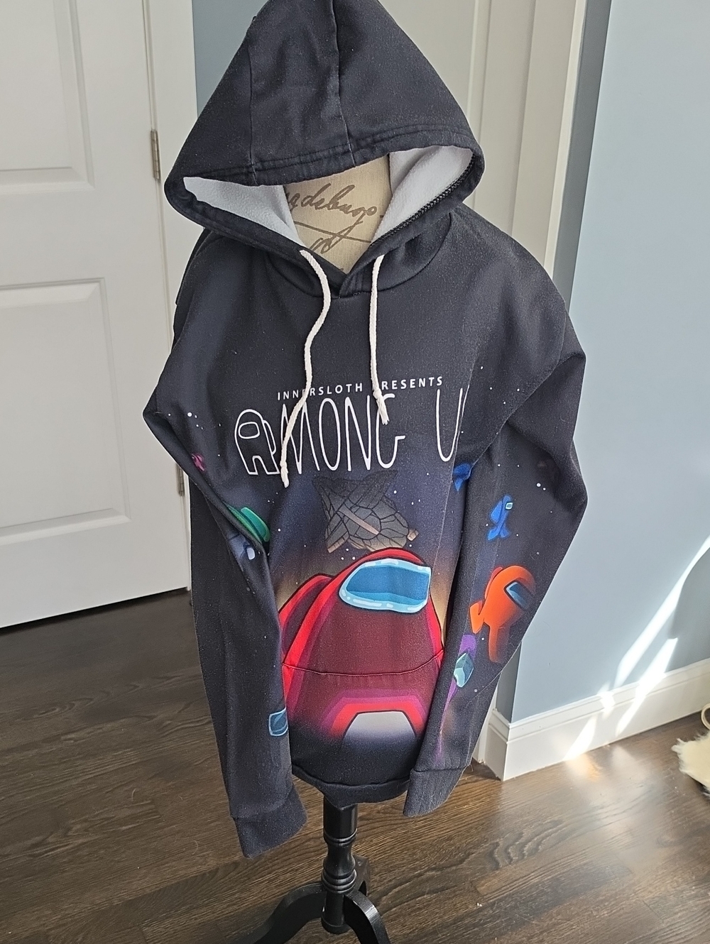 Adult Among Us  Black Graphic Hoodie Sweatshirt Sz XL